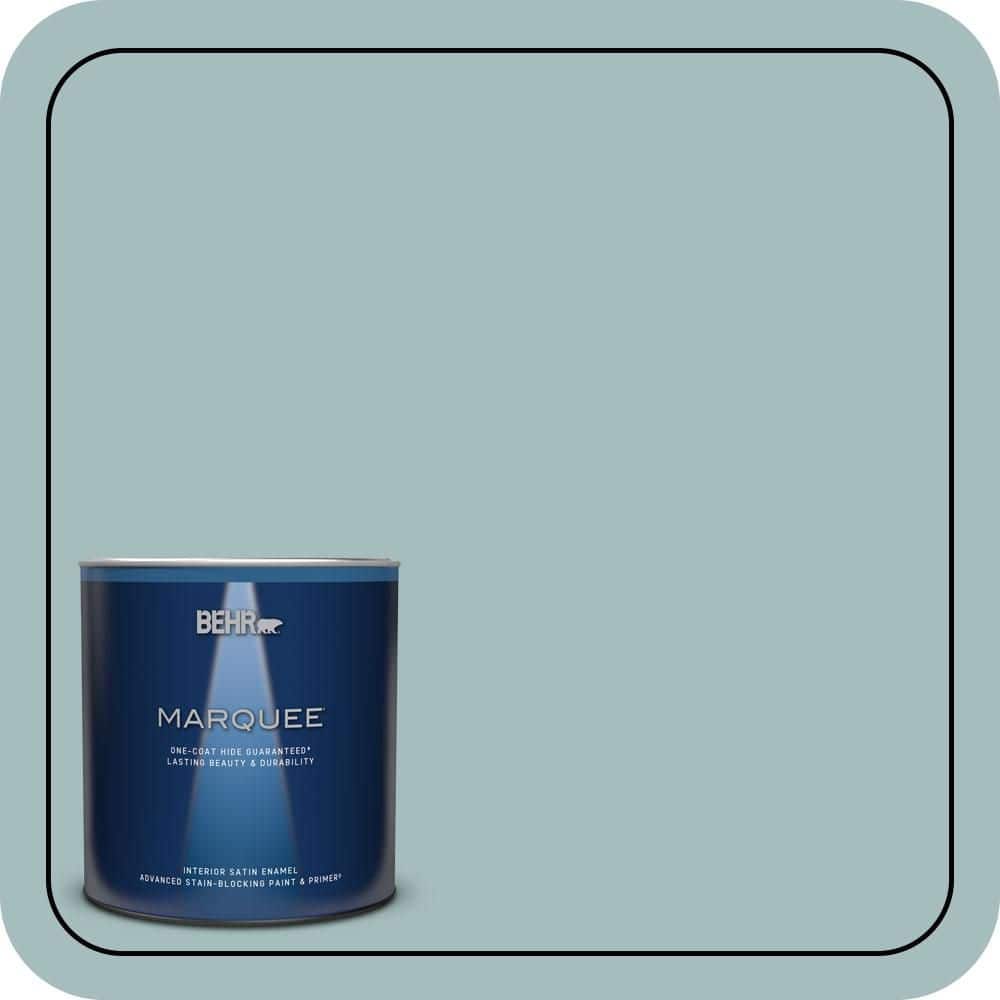 BEHR MARQUEE 1 qt. #PPU13-13 Oslo Blue One-Coat Hide Satin Enamel Interior Paint & Primer