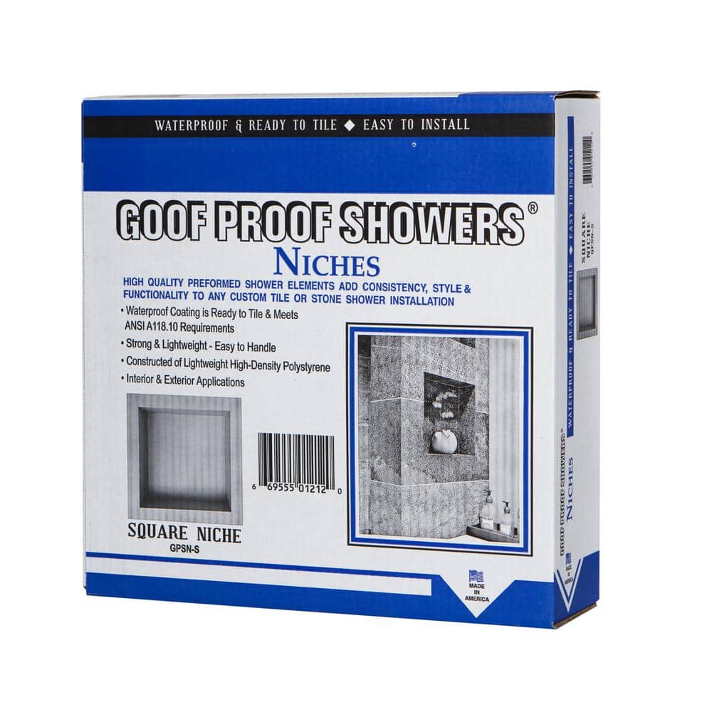 Goof Proof Shower 12 in. W x 12 in. H x 3.5 in. D Square Shower Niche Set of 1 in Gray (3)