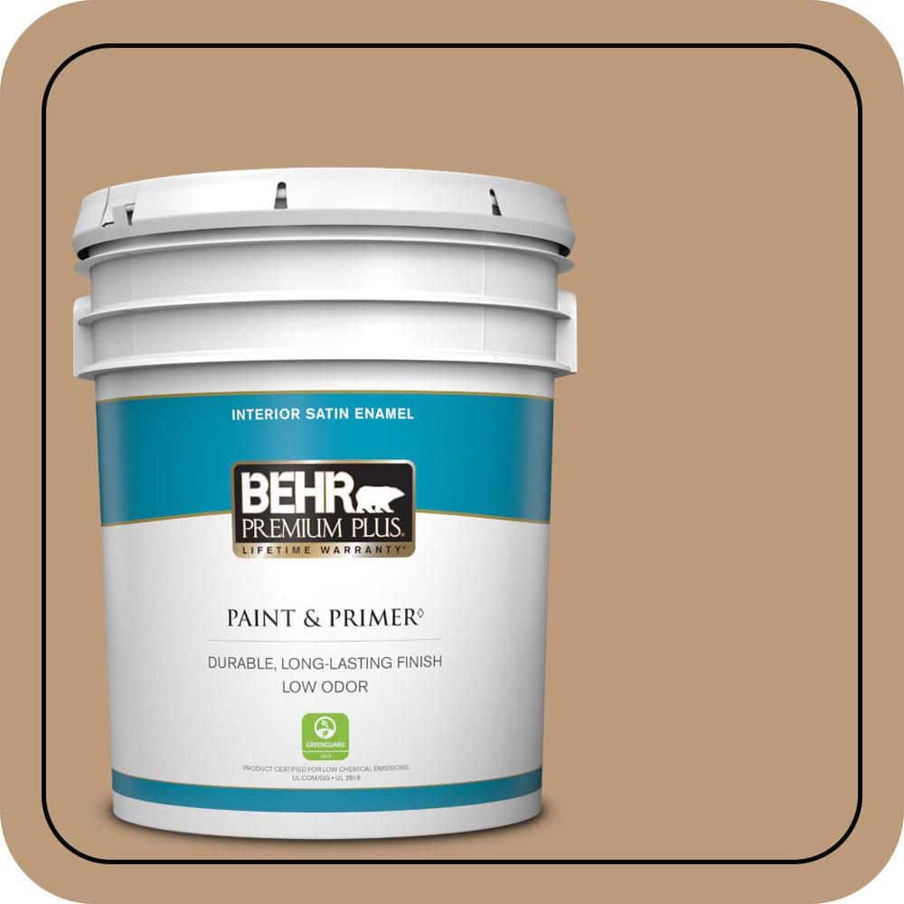 BEHR PREMIUM PLUS 5 gal. #MQ2-3 Key to the City Satin Enamel Low Odor Interior Paint & Primer