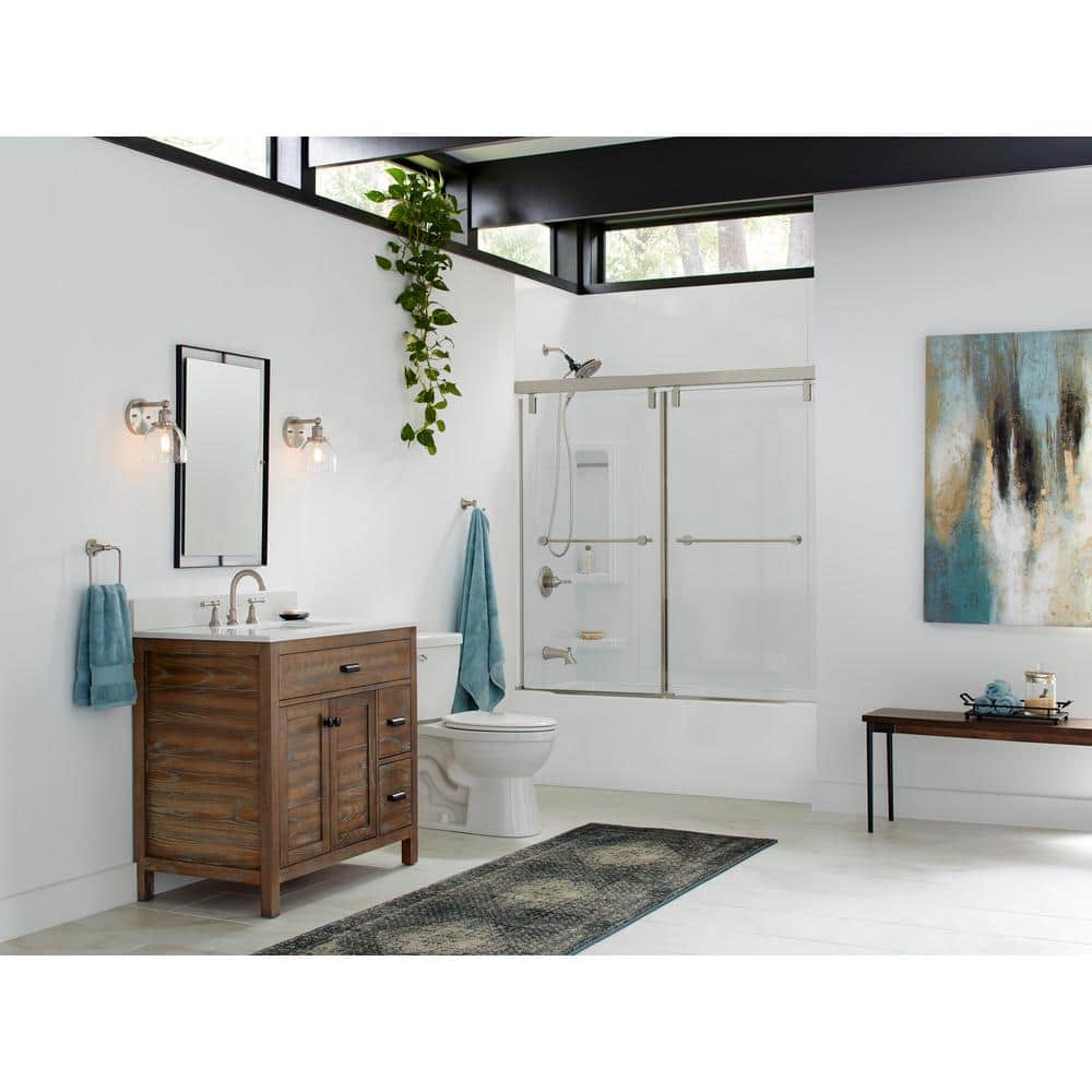 Delta Galiant 60 in. W x 80 in. H Five Piece Glue Up Composite Bathtub or Shower Surrounds in High Gloss White (2)
