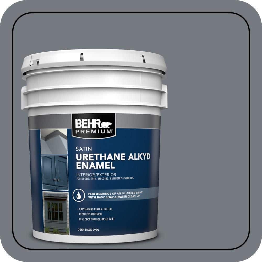 BEHR PREMIUM 5 gal. #N510-5 Liquid Mercury color Urethane Alkyd Satin Enamel Interior/Exterior Paint
