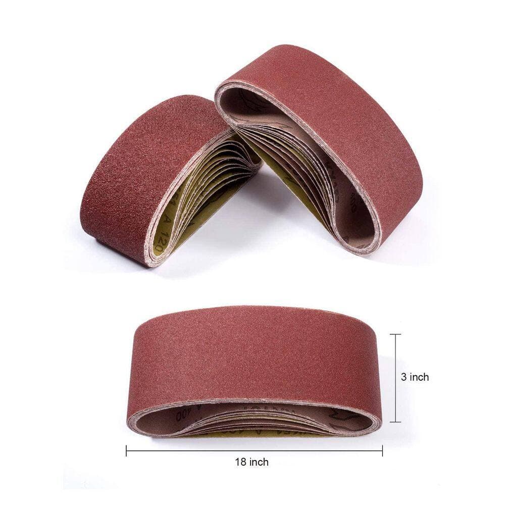 LAIFUCAM Belt Sander Paper with Premium Aluminum Oxide Grits (3 Each of 60/80/120/150/240/400 Grits and 2 of 40 Grits) 20-Pieces (3)