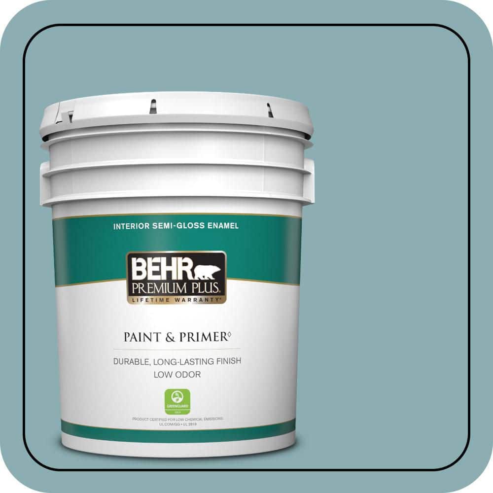 BEHR PREMIUM PLUS 5 gal. #510F-4 Bon Voyage Semi-Gloss Enamel Low Odor Interior Paint & Primer