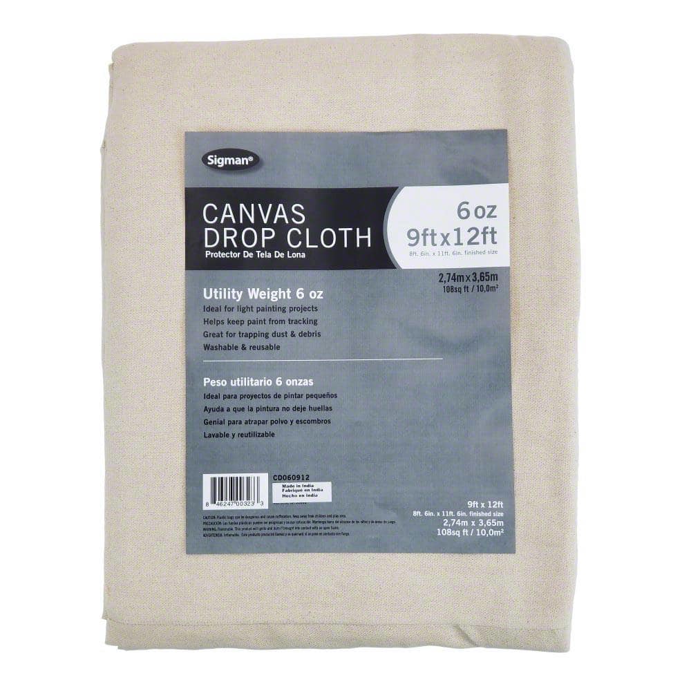 Sigman 9 ft. x 12 ft. 6 oz. Canvas Drop Cloth (1)