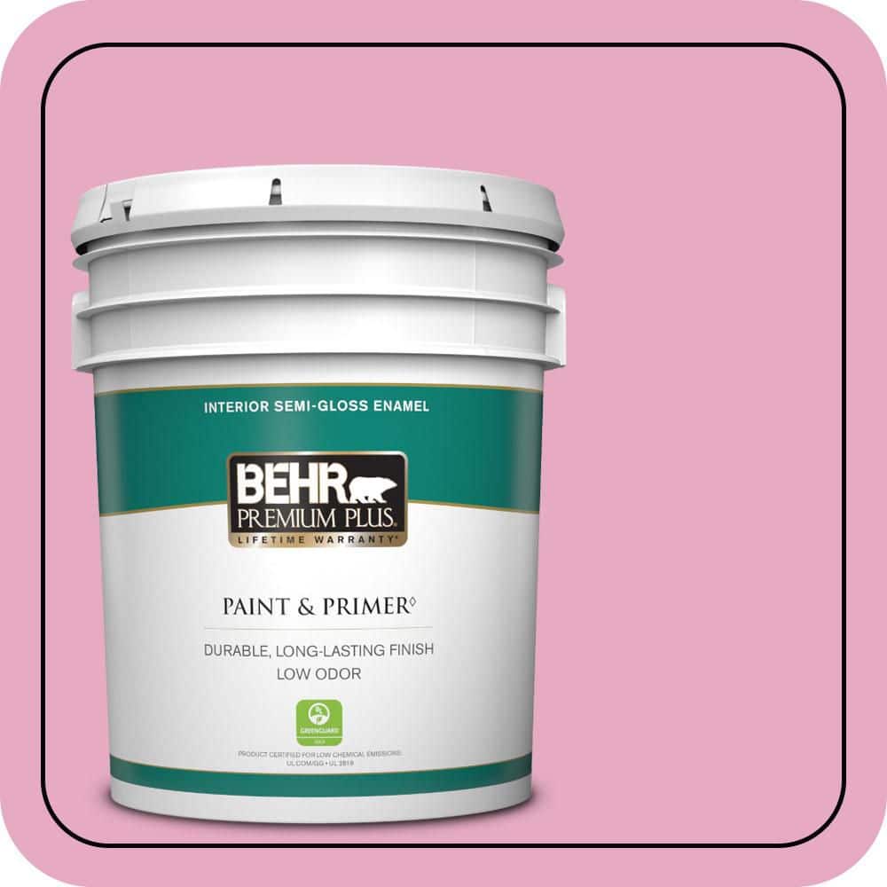 BEHR PREMIUM PLUS 5 gal. #P130-3 Little Princess Semi-Gloss Enamel Low Odor Interior Paint & Primer