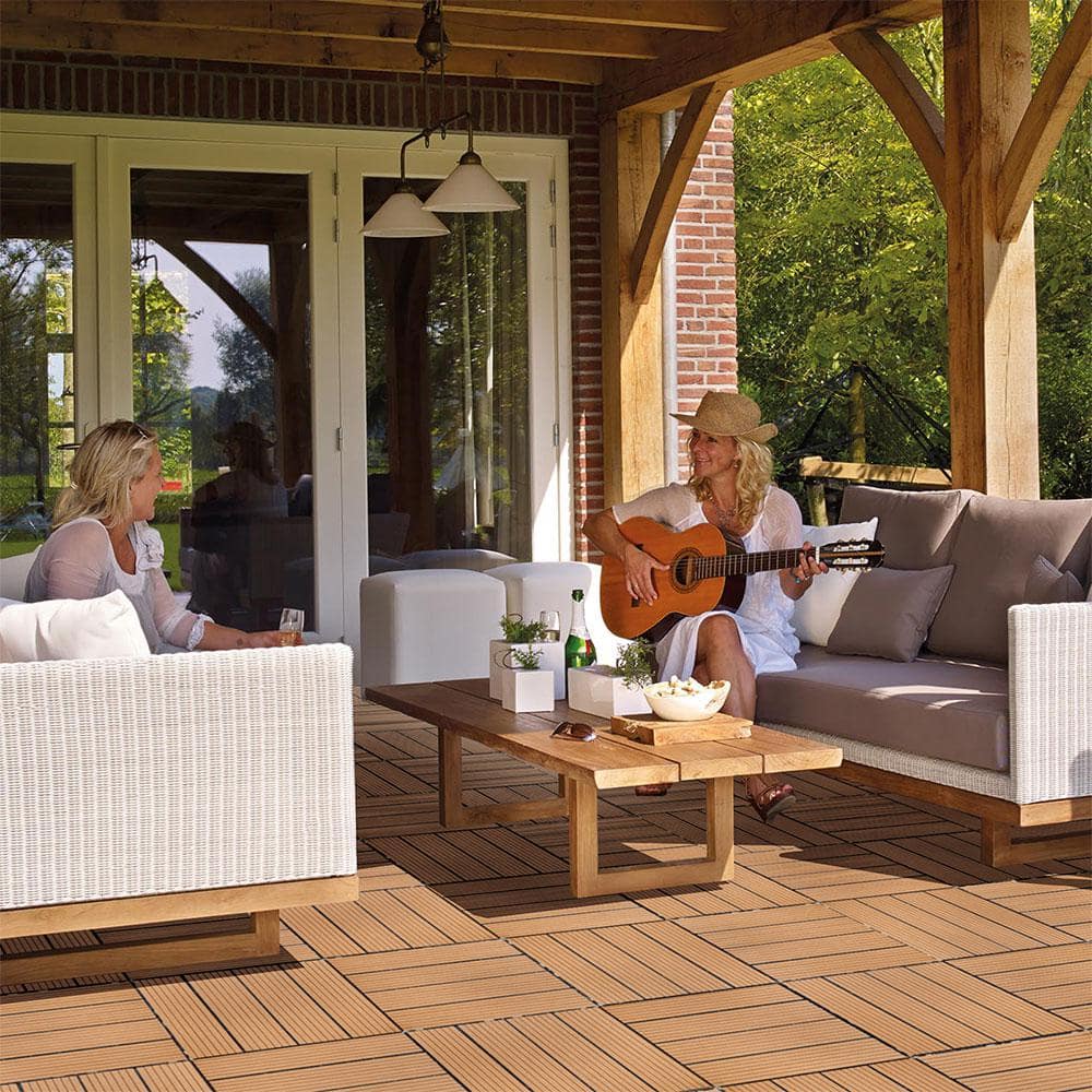 Afoxsos 1 ft. x 1 ft. Burlywood Plastic Composite Deck Tiles, All-Weather Proof and Rust Resistant, Easy to DIY (20-Pack) (2)