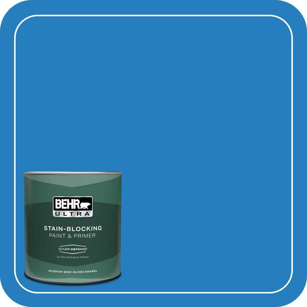BEHR ULTRA 1 qt. #P510-6 Brilliant Blue Extra Durable Semi-Gloss Enamel Interior Paint & Primer