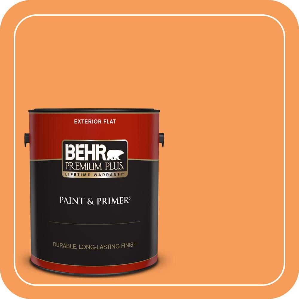 BEHR PREMIUM PLUS 1 gal. #P220-6 Bergamot Orange Flat Exterior Paint & Primer