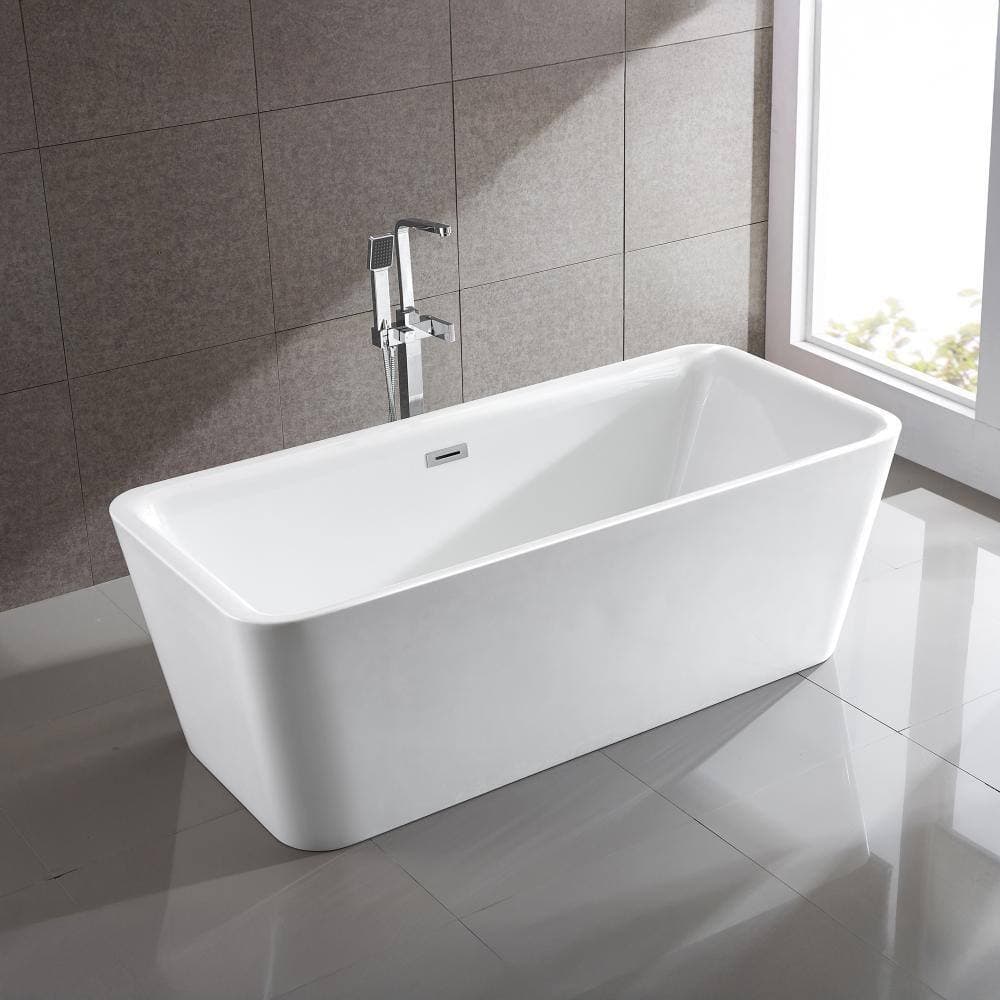 Bellaterra Home 69 in. Acrylic Soaking Freestanding Bathtub in Glossy White (3)