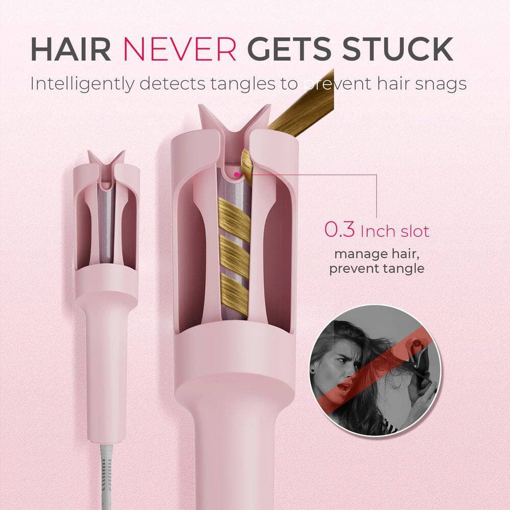 Wudkey 1-Piece Bathroom Accessory Set in Pink, Beach Waves Curling Wand, Portable Hair Curler, 500 Million Ionic (3)