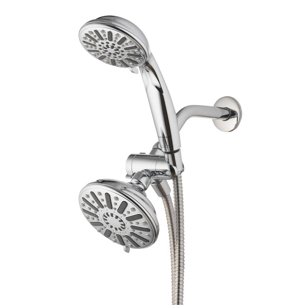 Glacier Bay 6-Spray 5 in. Dual Wall Mount Fixed and Handheld Shower Head 1.8 GPM in Chrome (2)
