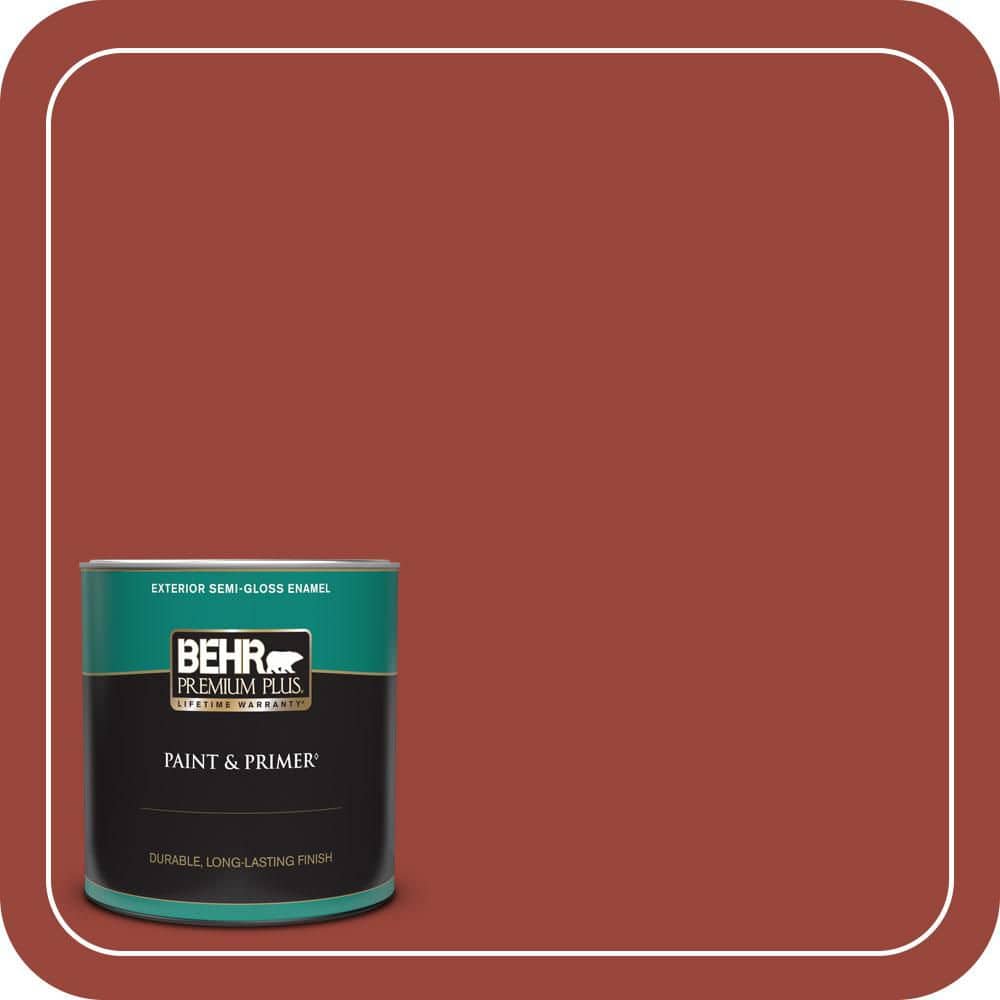 BEHR PREMIUM PLUS 1 qt. #S-H-190 Antique Red Semi-Gloss Enamel Exterior Paint & Primer