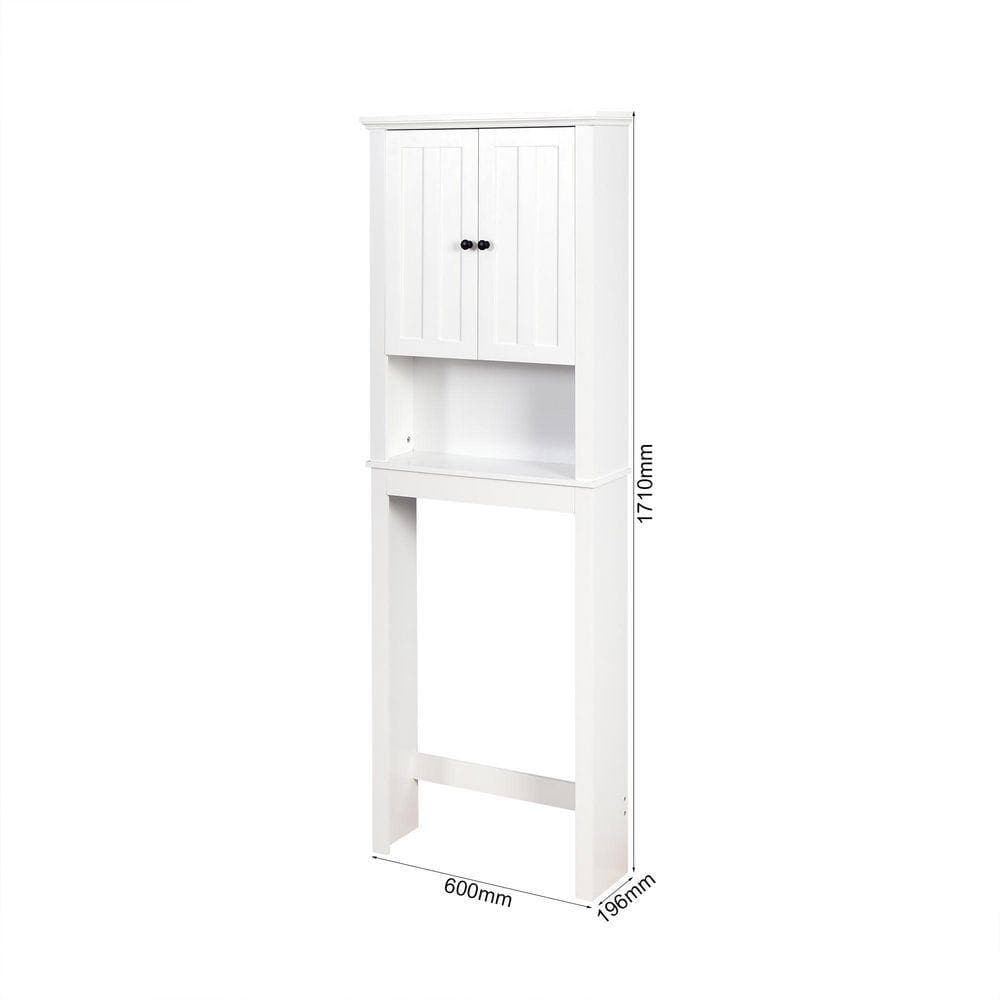Unbranded 23 in. W x 67 in. H x 7.7 in. D White Bathroom Wood Organizer Shelf Over-the-Toilet Storage Rack Cabinet Spacesaver (3)