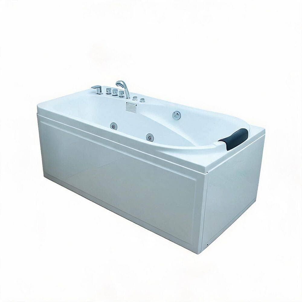 LIVACA 67 in. x 34 in. Acrylic Whirlpool Bathtub with Center Drain in Milk White Durable Construction (1)