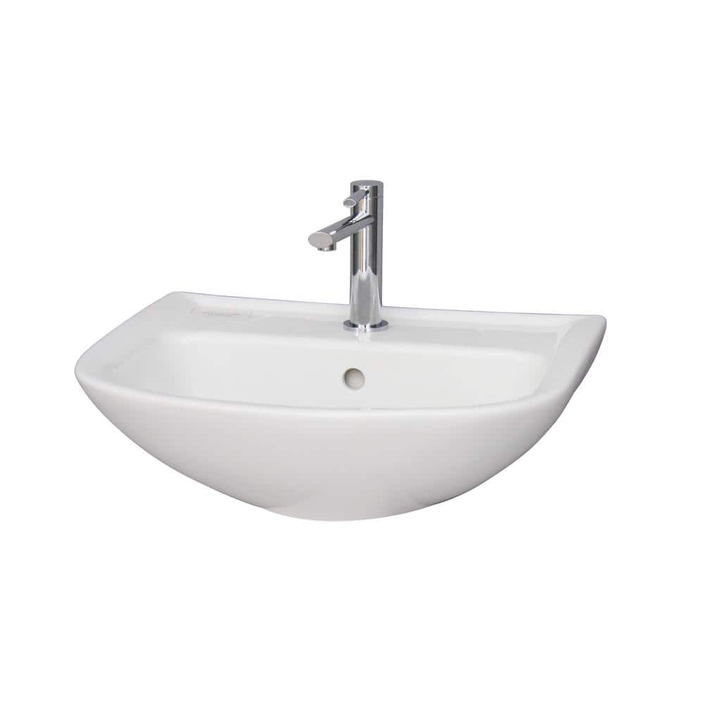 Barclay Products Lara 510 Wall-Hung Sink in White with 1 Faucet Hole