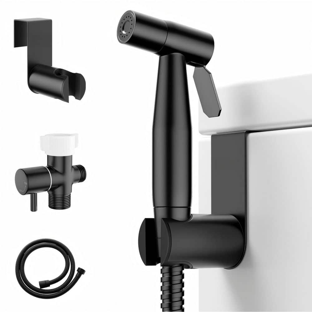 Wudkey Black Handheld Bidet Sprayer, Adjustable Pressure Muslim Shower with Hose, for Feminine Care and Cloth Diaper Cleaning