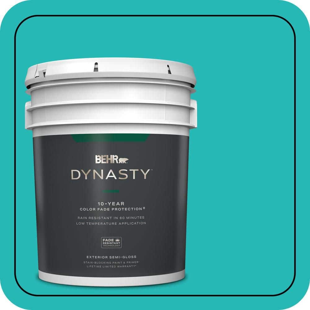 BEHR DYNASTY 5 gal. #MQ4-21 Caicos Turquoise Semi-Gloss Enamel Exterior Stain-Blocking Paint & Primer
