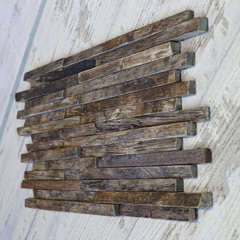 Ekena Millwork 23-3/4 in. 11-7/8 in. 3/4 in. Stacked Boat Wood Mosaic Wall Tile (3)