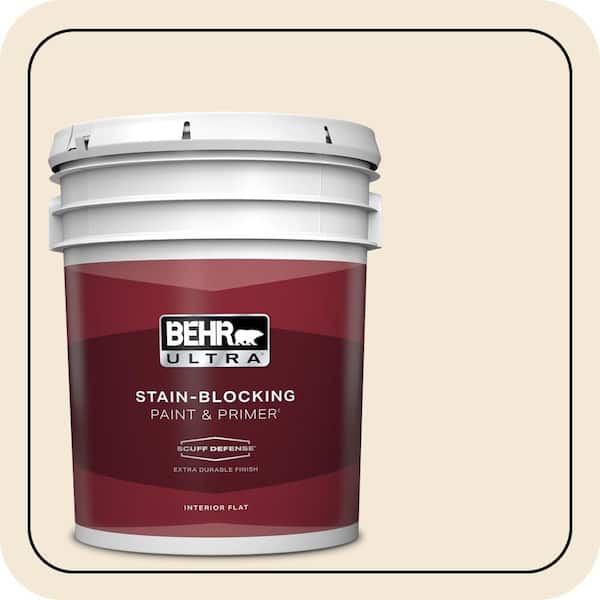 BEHR ULTRA 5 gal. #OR-W09 Cottage White Extra Durable Flat Interior Paint & Primer (2)