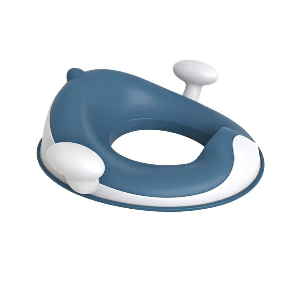 Numhew Potty Training Toilet Seat, Soft Cushion, Safety Handles, Anti-Slip, Splash Guard, Plastic Shower Chair Seat in Blue (1)