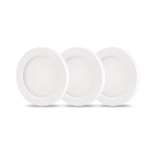 Commercial Electric Plug-in and Direct Wire 3PK 4 in. 220 Lumens RGBW Ultra Slim Integrated LED Under Cabinet Puck Light
