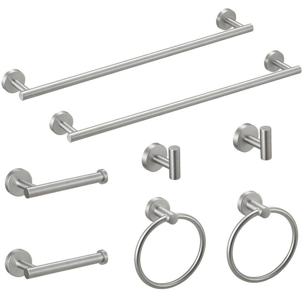 HMMHVV 8-Piece Bathroom Hardware Set 8PCS Towel Bar Set 304 Stainless Steel Wall Mount Bathroom Accessories Set