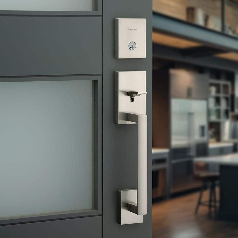 Kwikset San Clemente Satin Nickel Keyed Entry Single Cylinder Door Handleset with Pismo Doorknob Featuring SmartKey Security (2)