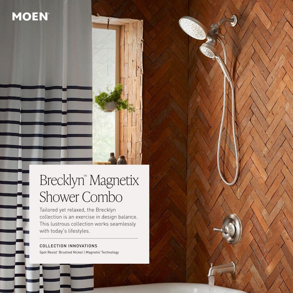 MOEN Brecklyn Single Handle 6-Spray Tub and Shower Faucet with Magnetix Rainshower Combo in Chrome (Valve Included) (3)