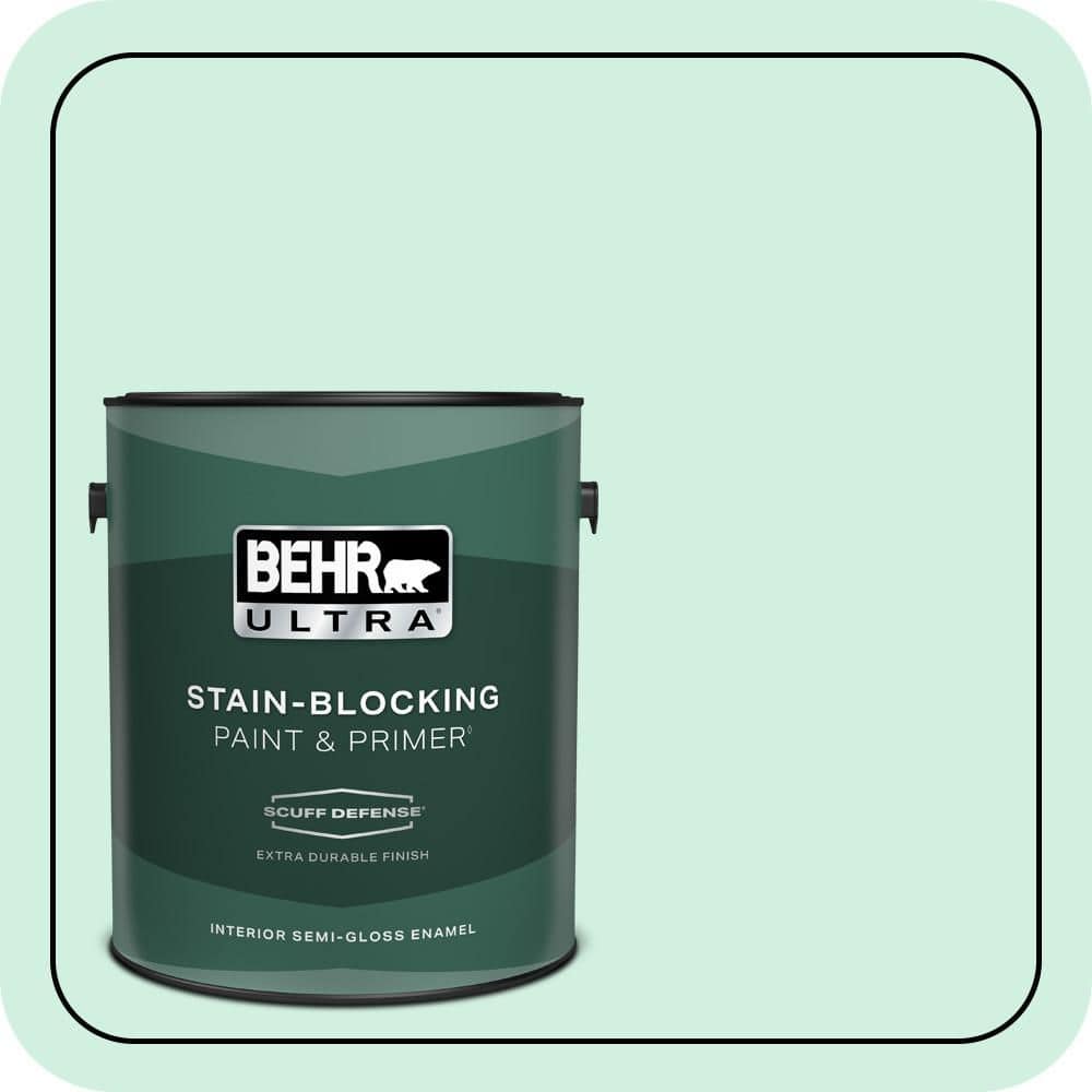 BEHR ULTRA 1 gal. #480C-2 Pastel Jade Extra Durable Semi-Gloss Enamel Interior Paint & Primer