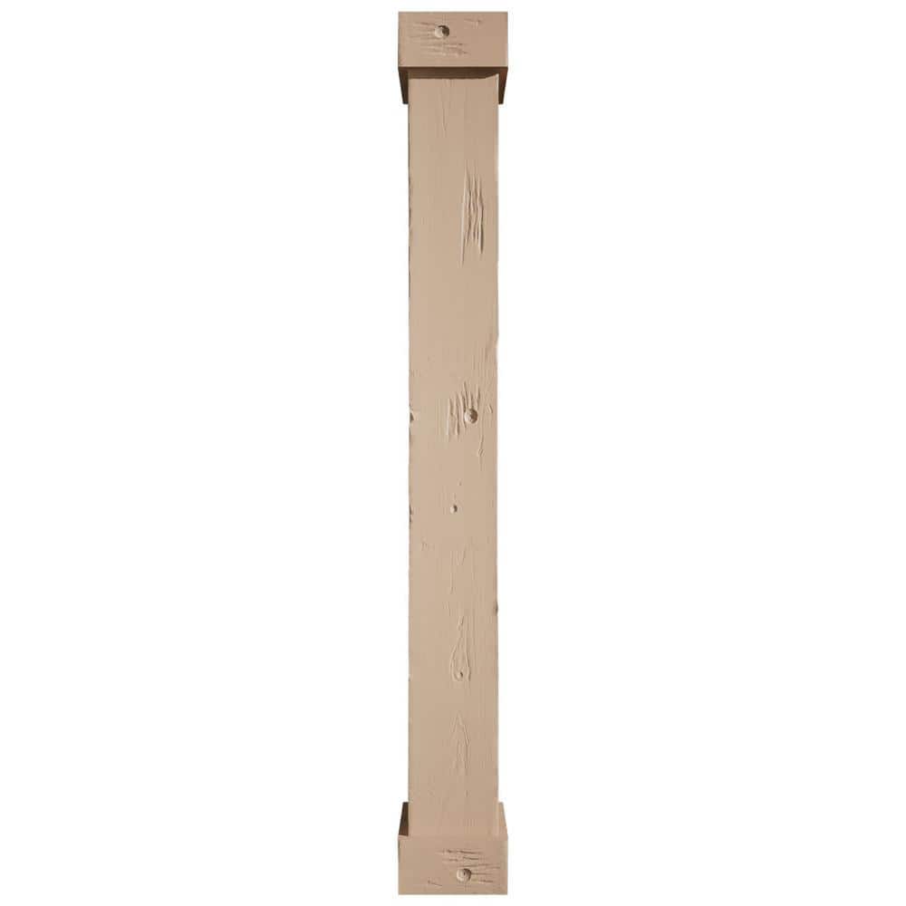Ekena Millwork 6 in. x 8 ft. Knotty Pine Endurathane Faux Wood Non-Tapered Square Column Wrap w/ Standard Capital & Base (2)