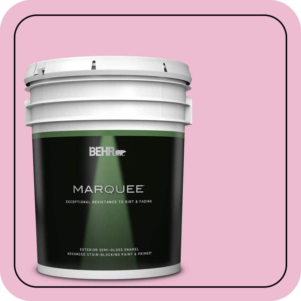 BEHR MARQUEE 5 gal. #P130-2A Dainty Pink Semi-Gloss Enamel Exterior Paint & Primer