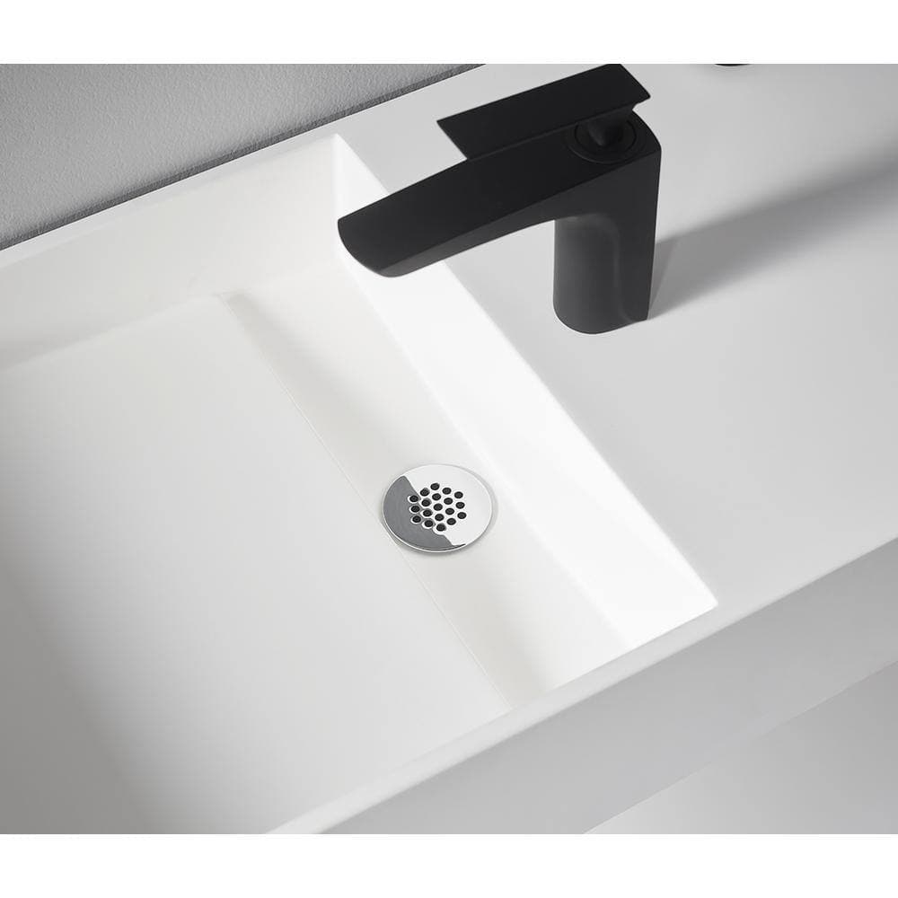 SERENE VALLEY 32 in. Wall-Mount or Countertop Bathroom Hidden Drain with Side Faucet Hole in Matte White (2)