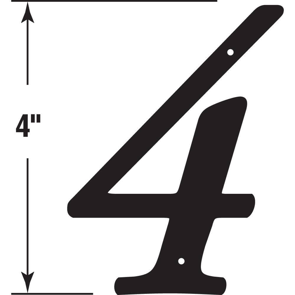 Prime-Line 4 in. House Number 4, Diecast, Black Finish (2)