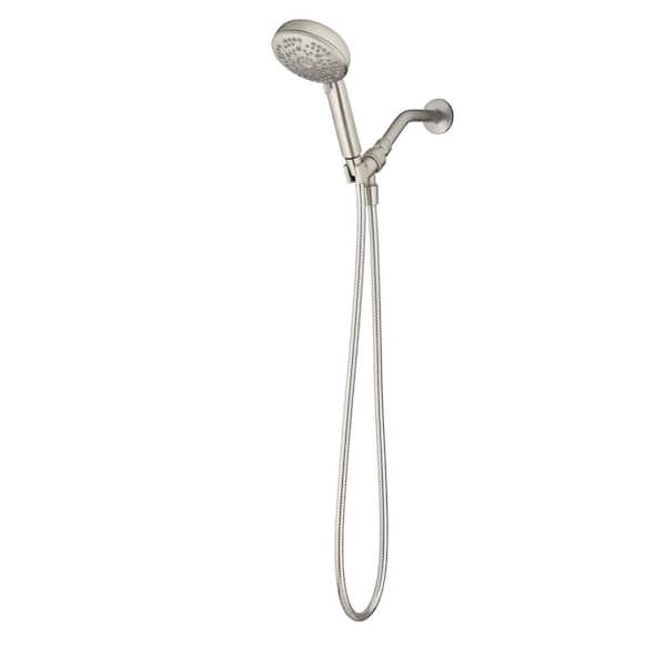 Glacier Bay Adjustable Height Massaging 7-Spray Settings Wall Mounted Handheld Shower Head 1.8 GPM in Brushed Nickel