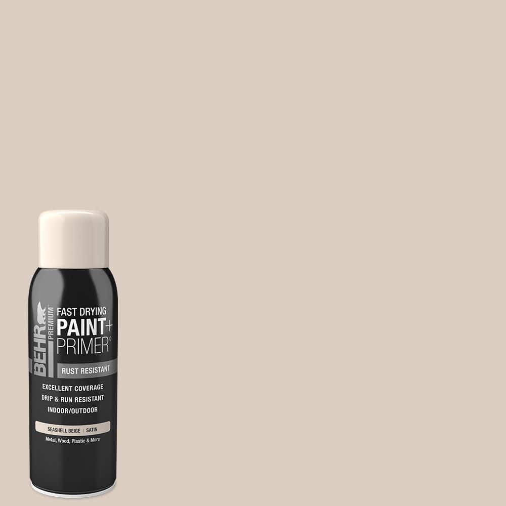 BEHR PREMIUM 12 oz. SP-16 Seashell Beige Satin Interior/Exterior Spray Paint and Primer Aerosol