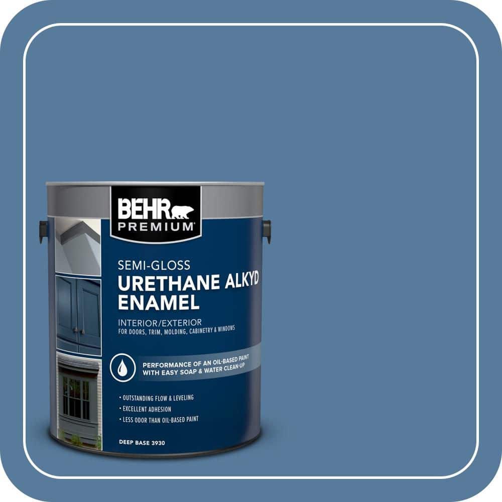 BEHR PREMIUM 1 gal. #PPU14-02 Glass Sapphire Urethane Alkyd Semi-Gloss Enamel Interior/Exterior Paint