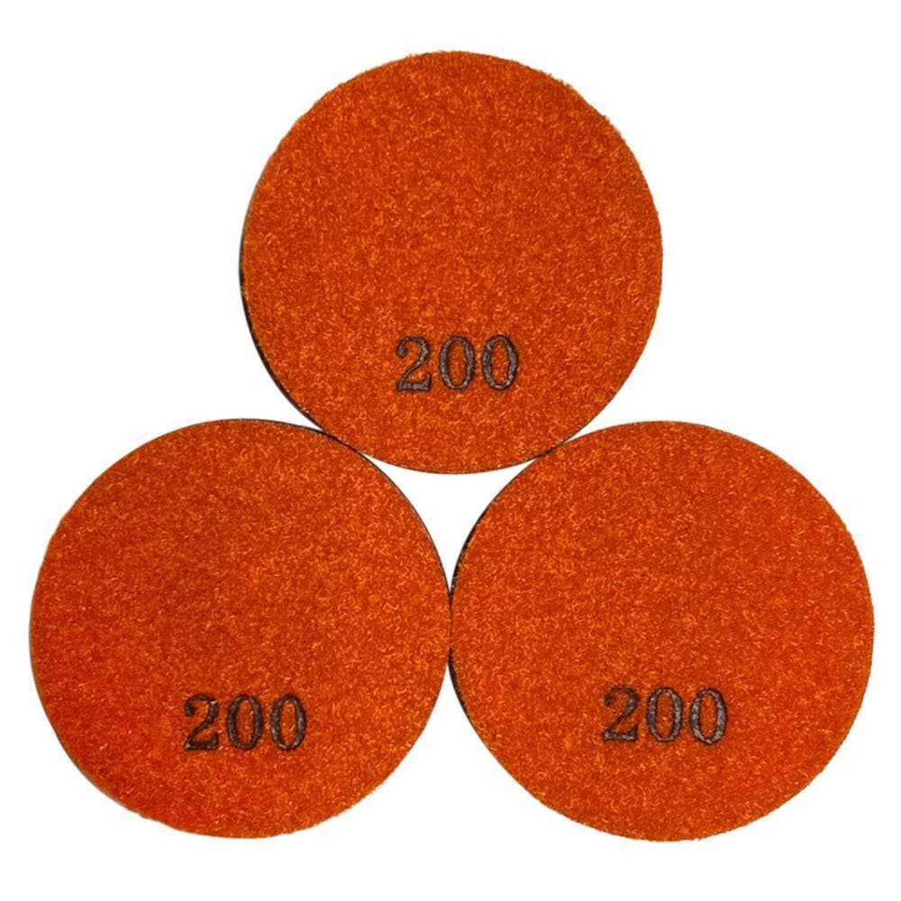 EDiamondTools 3 in. Resin Bond Diamond Polishing Pads, Dark Resin, #200 Grit, Wet or Dry (Set of 3) (3)