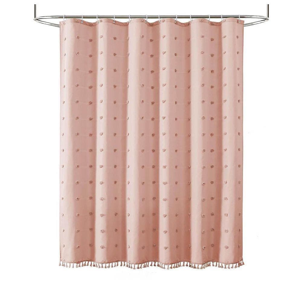 Unbranded Boho Farmhouse 72 in. W x 72 in. L Fabric Shower Curtain in Pink (1)