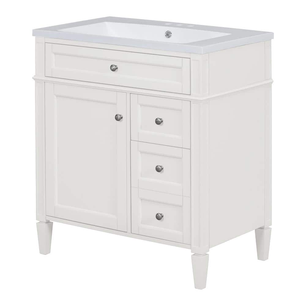 Adrinfly 30 in. W x 18 in. D x 33 in. H Bath Vanity Bathroom Storage Cabinet with Top Single Sink and Tip-out Drawer in White (1)