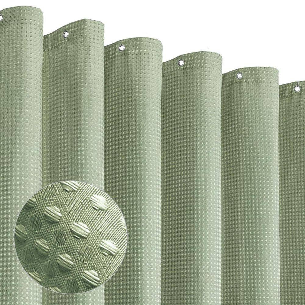 JFVKAF Sage Green 72 x 72 Heavyweight Waffle Fabric Shower Curtain Modern Hotel Bathroom Decor Waterproof Wrinkle Resistant (1)