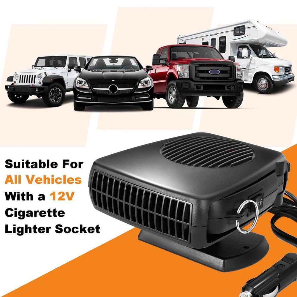 Unbranded 200W 12V Electric Car Heater with 360° Swivel Base, 2-in-1 Heating and Fan Function, Black, 1 Pack (2)
