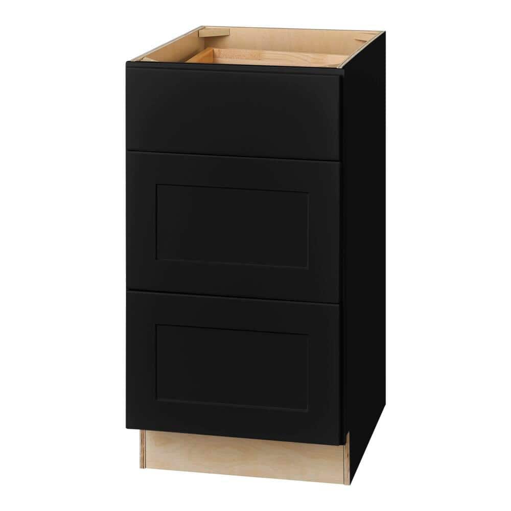 Hampton Bay Avondale 18 in. W x 24 in. D x 34.5 in. H Ready to Assemble Plywood Shaker Drawer Base Kitchen Cabinet in Raven Black