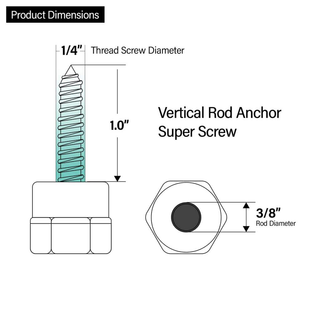 PLUMBFLEX 1/4 in. x 1 in. Vertical Rod Anchor Super Screw 3/8 in. Threaded Rod Fitting for Wood (25-Pack) (3)