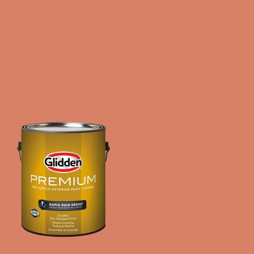 Glidden Premium 1 gal. PPG1192-6 Summer Sunset Flat Exterior Latex Paint