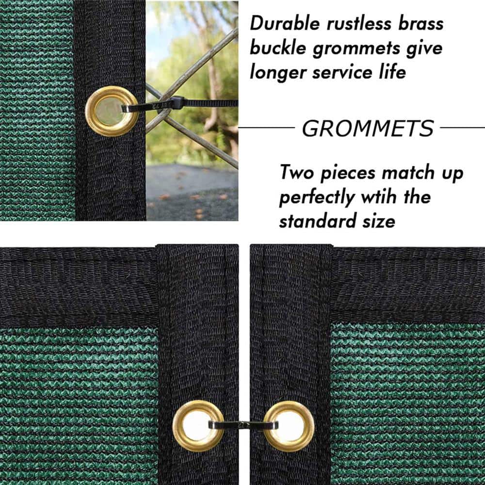 Unbranded 6 ft x 50 ft Privacy Screen Fence Cover, 90 Percent Blockout HDPE Shade Fabric with Brass Grommets, Dark Green (3)