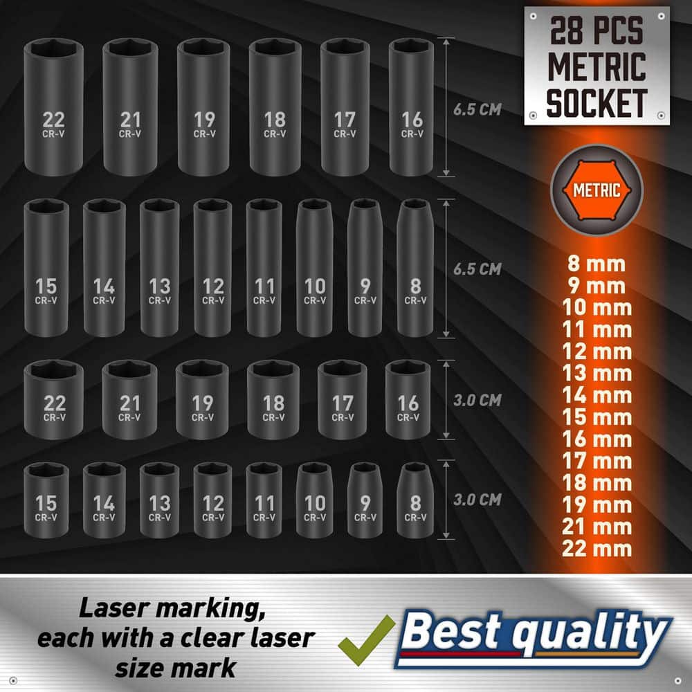 MYWISH 3/8 in. Drive SAE/Metric Ratchet and Socket Set (50-Piece) with Carrier Included, 6 Point, Cr-V (3)