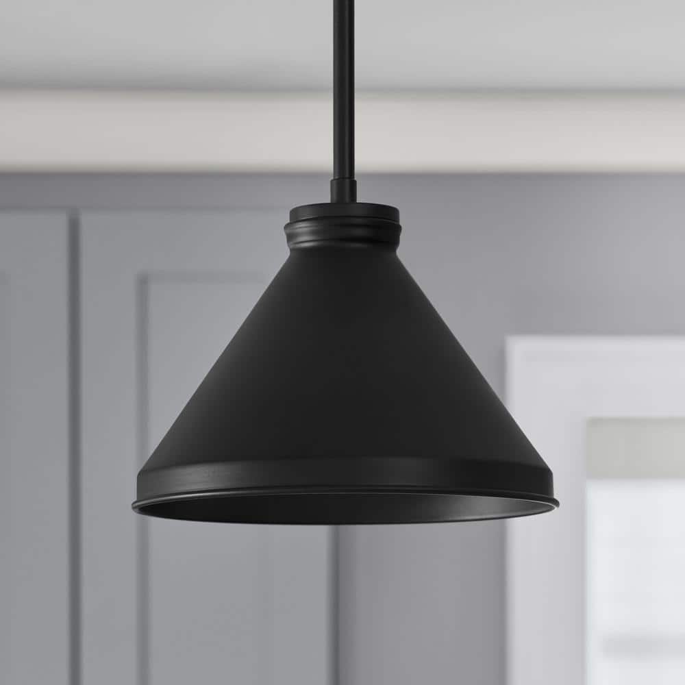 PRIVATE BRAND UNBRANDED 6 in. Matte Black Metal Cone Shaped Replacement Pendant Shade with 2.25 in. Neckless Fitter (4)