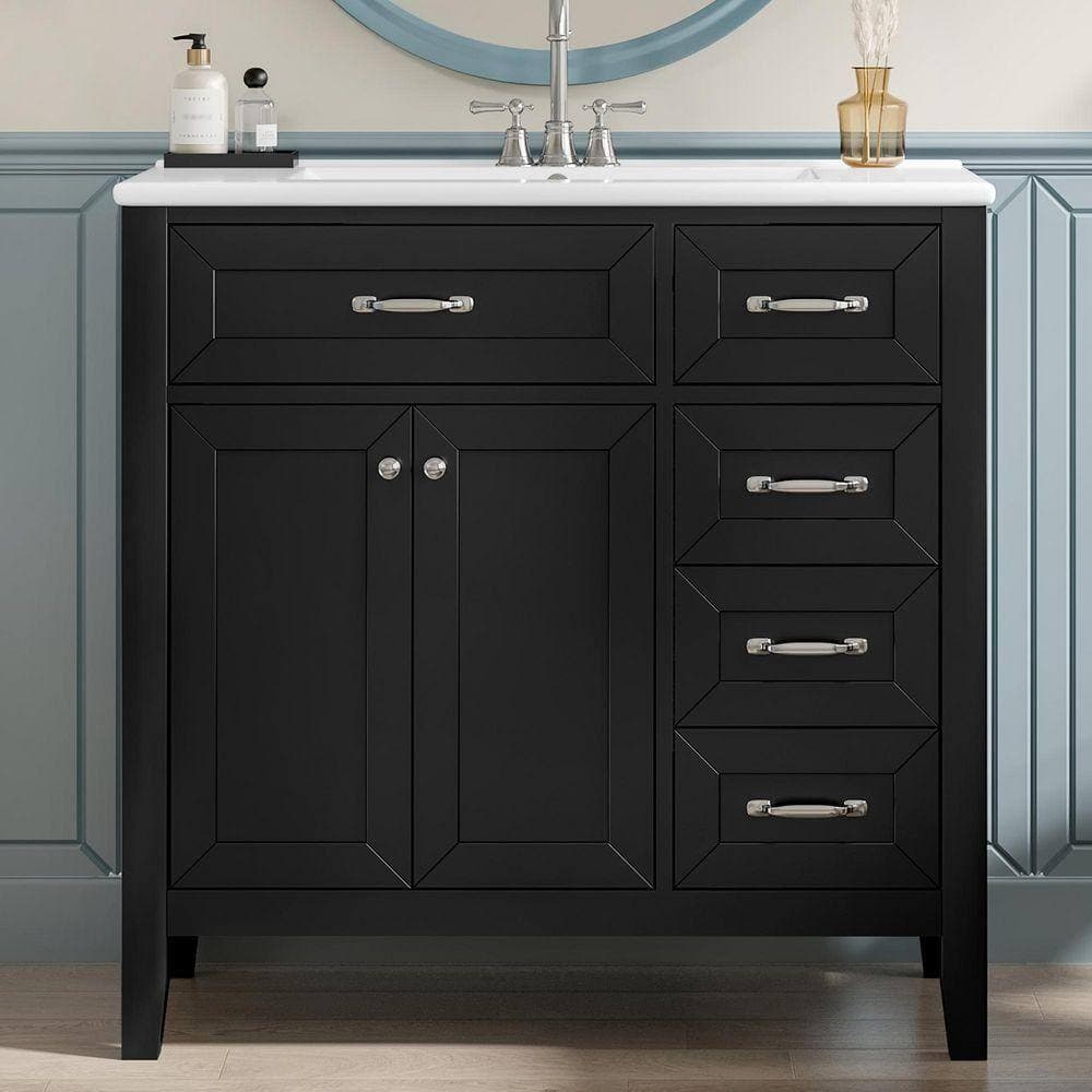 Cesicia Solid Frame and MDF Board Bath Vanity Cabinet without Top (2)