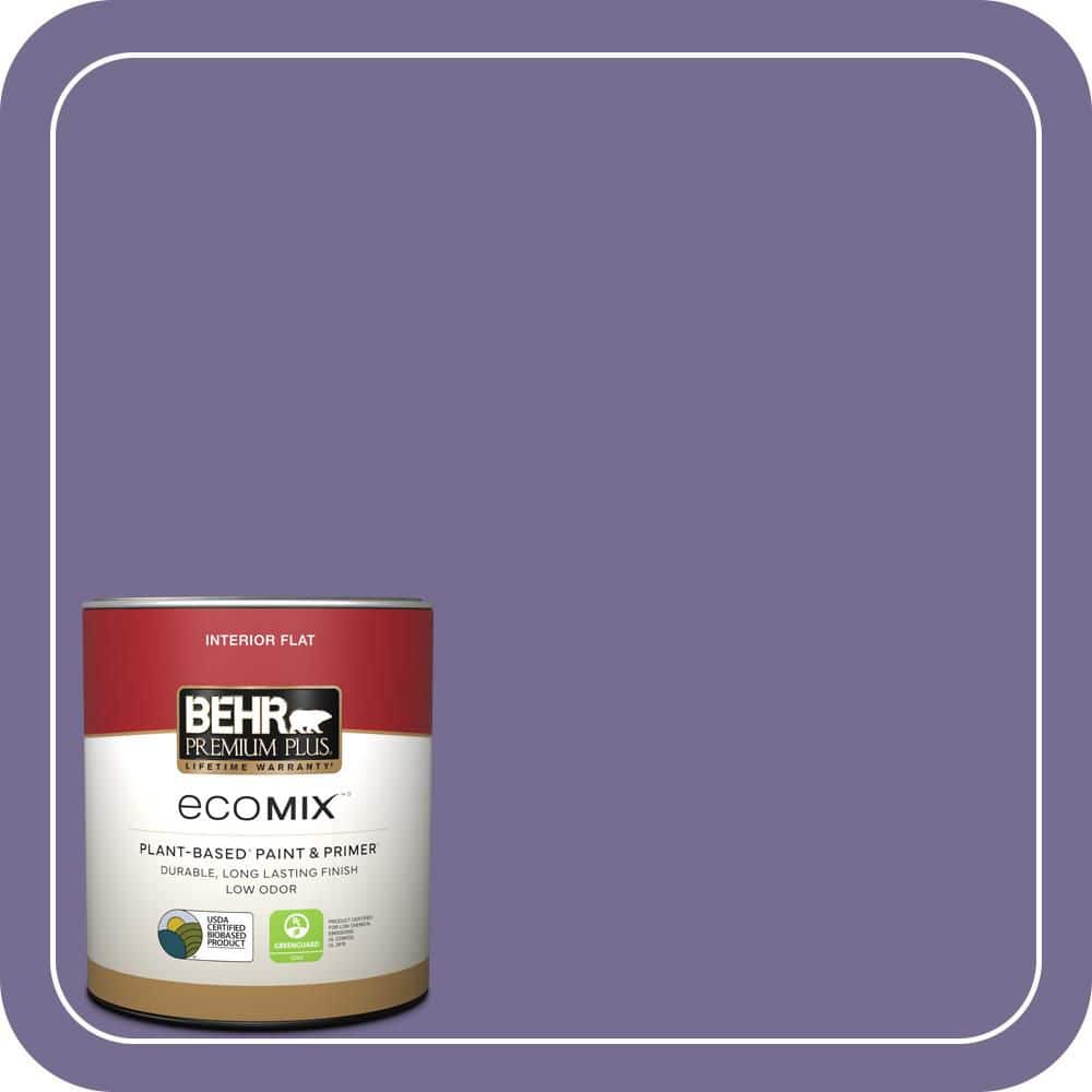 BEHR PREMIUM PLUS 1 qt. #650D-6 Purple Silhouette Flat EcoMix Plant-Based Interior Paint & Primer (1)