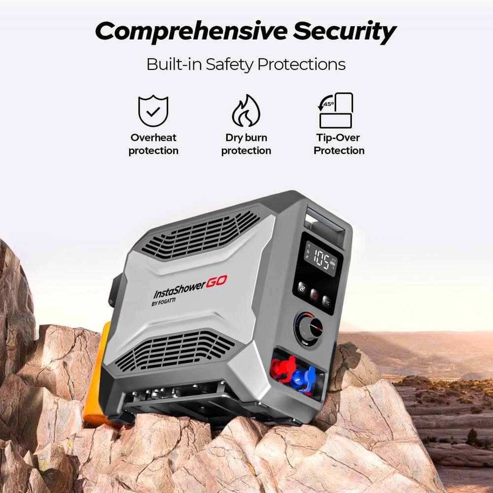 FOGATTI InstaShower Go, 19000BTU, Outdoor Camping Portable Propane Gas Water Heater with Water Pump (3)